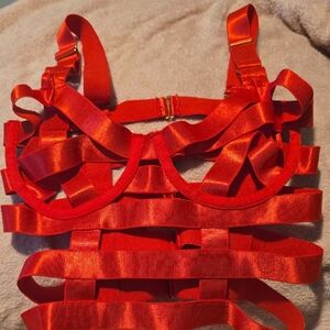 Red Strappy Women's Lingerie Set